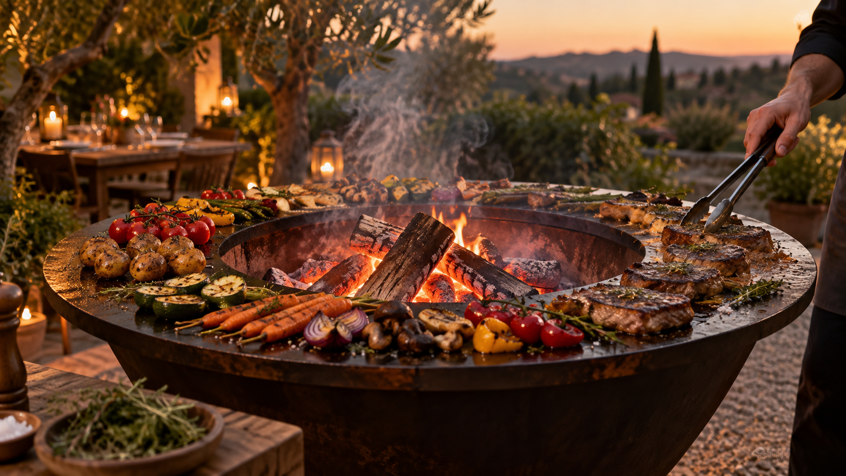 Inspiration de cuisine au brasero : grillades et légumes